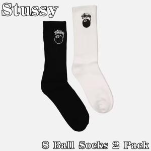 Stussy ソックス 2枚パック ステューシー 靴下 男 くつした ロゴ 人気 8 Ball So...