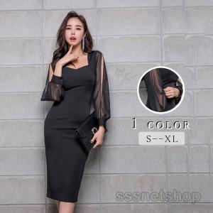 Sssnetshop ワンピース レディース クルーネック 長袖 ヒップラップ 着痩せ ミニ丈ワンピース 上品 無地 人気 ファッション エレガント 大人 通勤 お出かけ 在庫有