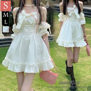 レディース ショートワンピース  キャミワンピ 無地  ファッション 膝上 細身 リボン ミニ丈 フェミニン  着痩せ 気質 おしゃれ セクシー【sssnetshop】
