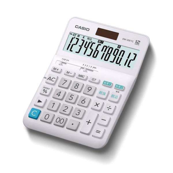 CASIO(カシオ) W税率電卓 12桁 税計算 ホワイト デスクタイプ DW-200TC-N
