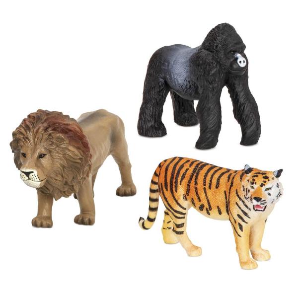 Terra 動物フィギュア ライオン トラ ゴリラのおもちゃ ジャングルに生息する動物たち 3体セッ...