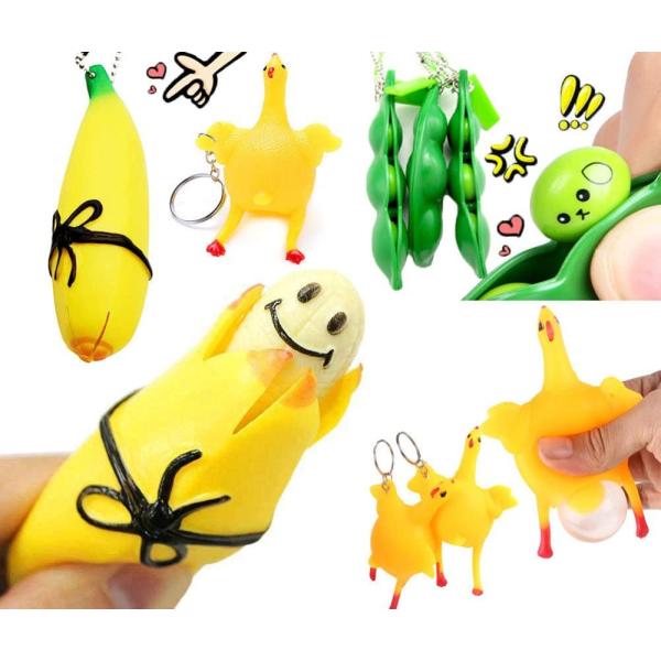 3 Pack Novelty Squeeze Banana SqueezeーaーBeans Sque...