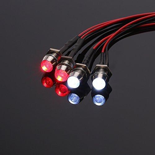 LEDライト4個キット ホワイト2個 レッド2個 1/10 1/8 Traxxas HSP Redc...
