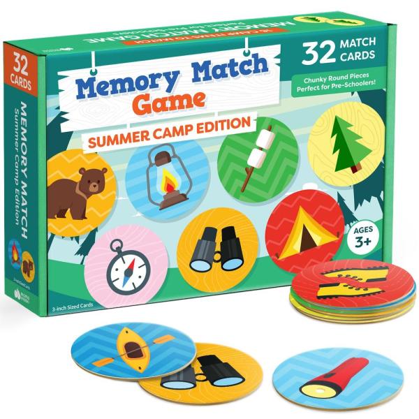 マッチングメモリーゲーム 子供用 ー 32ピース サマーキャンプ 集中メモリーカード マッチングゲー...