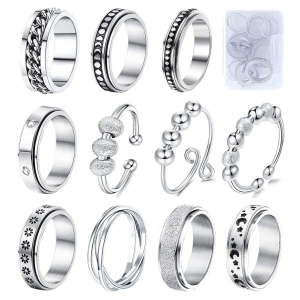 MUCAL Fidget Rings for Anxiety 8pcs Stainless Stee...