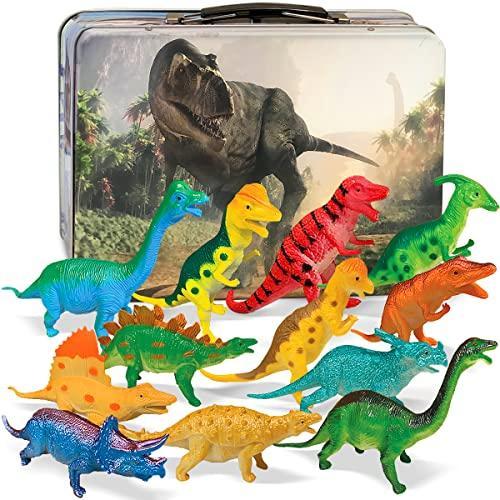 3 Bees &amp; Me 恐竜のおもちゃ 男の子&amp;女の子用 収納ボックス付き ー 大きな6インチの恐竜...