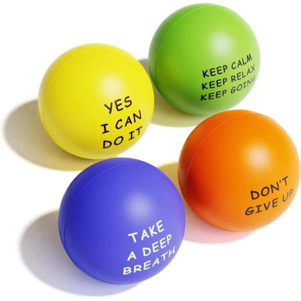 Motivational Stress Balls(4 Pack) for Kids and Adu...