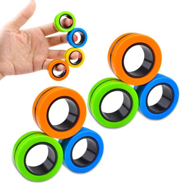6PCS Magnetic Rings Fidget Toys, Roller Rings, Adu...