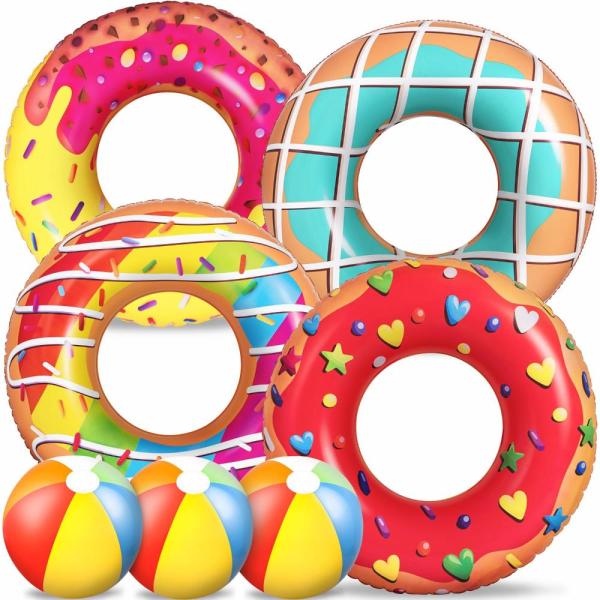 90shine 7PCS Donut Pool Floats: Doughnut Swimming ...