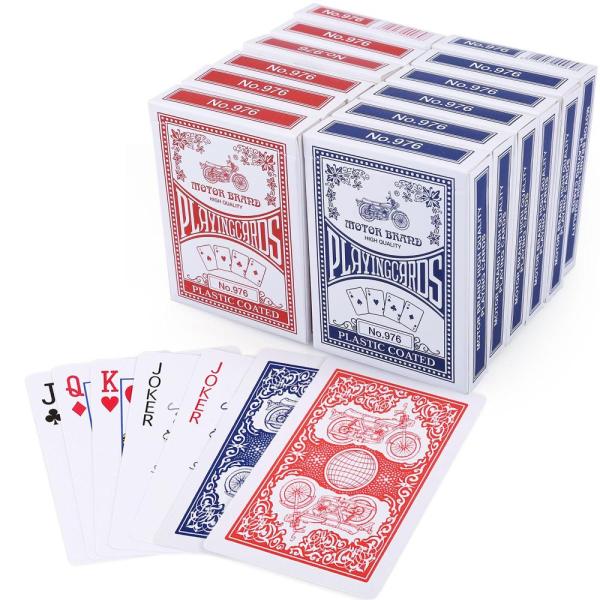 LotFancyトランプ ポーカーサイズ 標準インデックス 12組(青色6組、赤色6組)