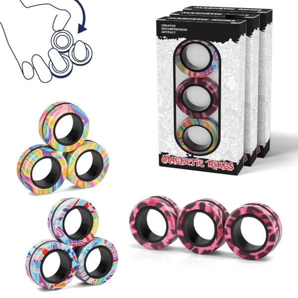 Magnetic Rings Fidget Toy Set, Idea ADHD Fidget To...