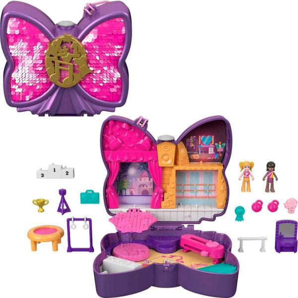 Polly Pocket Compact Playset, Sparkle Stage Bow wi...