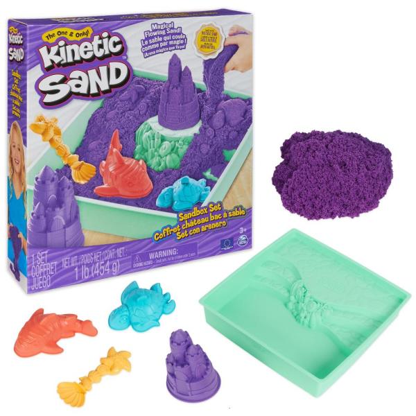 Kinetic Sand Sandbox Set, 1lb Purple Play Sand, Sa...