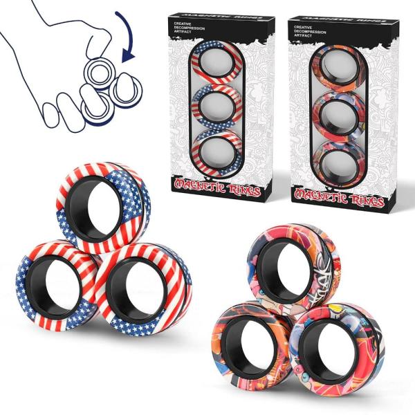 (6PCS) Magnetic Rings Fidget Toy Set, Idea ADHD Fi...