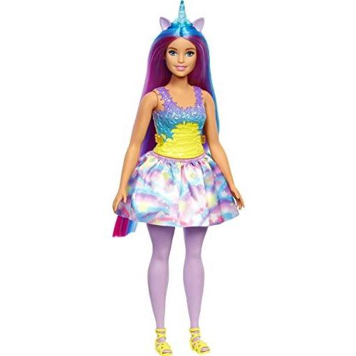 バービー Barbie Dreamtopia Unicorn Doll (Curvy, Blue &amp;...