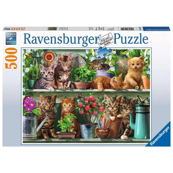 Katzen im Regal ー Puzzle mit 500 Teilen