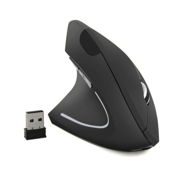 左利き用マウス 充電式 2.4G ワイヤレス エルゴノミック 垂直マウス USBレシーバー付き 6ボ...