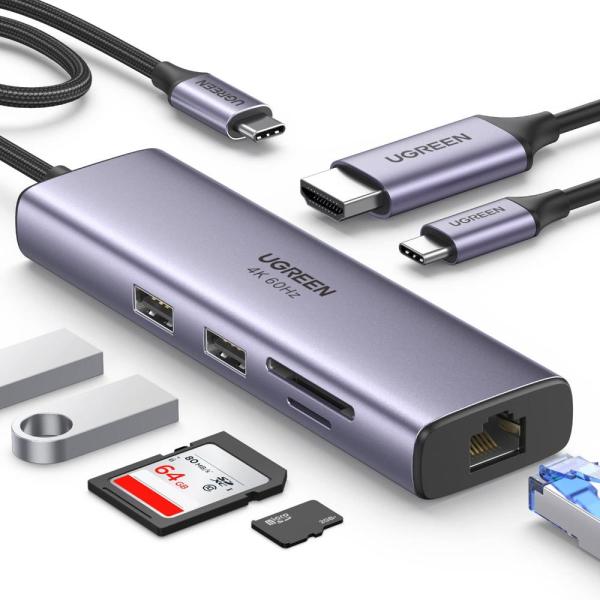 UGREEN Revodok 107 USB Cハブ 7ーINー1 USB3.0ハブ 4K@60Hz...