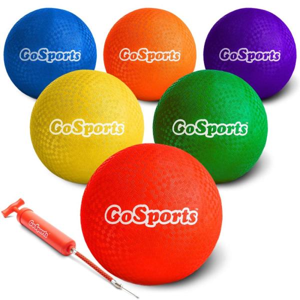 GoSports 10インチ プレイグラウンドボール (6個セット) キャリーバッグとポンプ付き