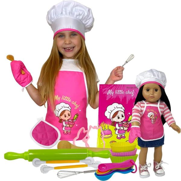 Kids Baking Set with Apron, My Lil Chef Hat for Dr...