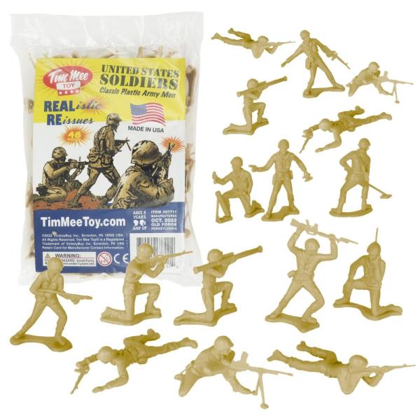 TimMee Plastic Army Men ー Tan 48pc Toy Soldier Fig...