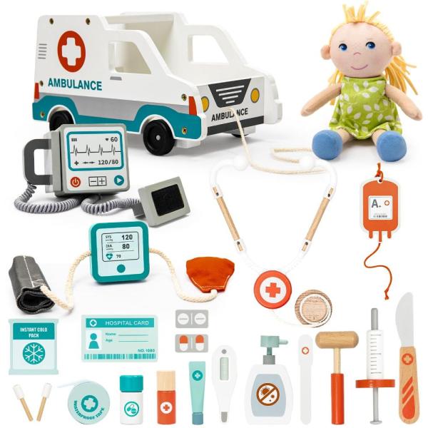 umu Wooden Doctor Kit for Kids,First Aid Kit Plays...