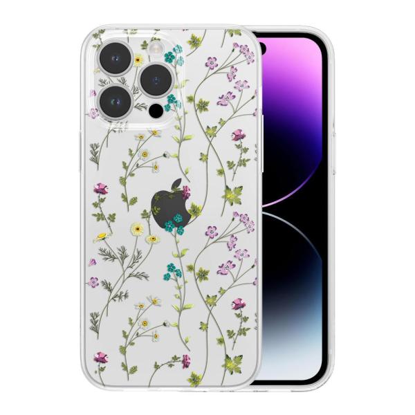 RALEAVO 花柄ケース iPhone 14 Pro Max用 クリアケース 花の枝柄 かわいいカ...