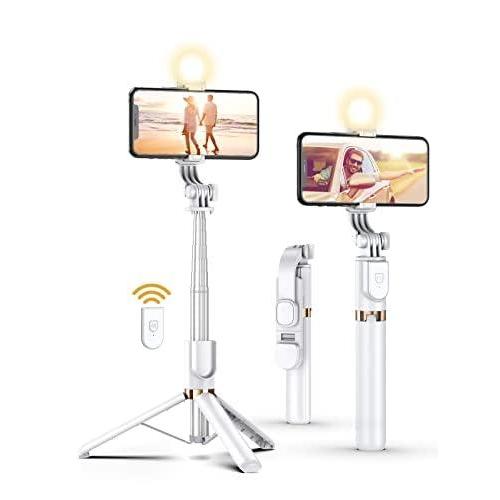 Stable Selfie Stick Tripod with Fill Light, Portab...