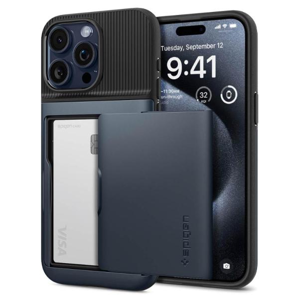 Spigen iPhone 15 Pro Max ケース カード収納 米軍MIL規格 パスケース ス...