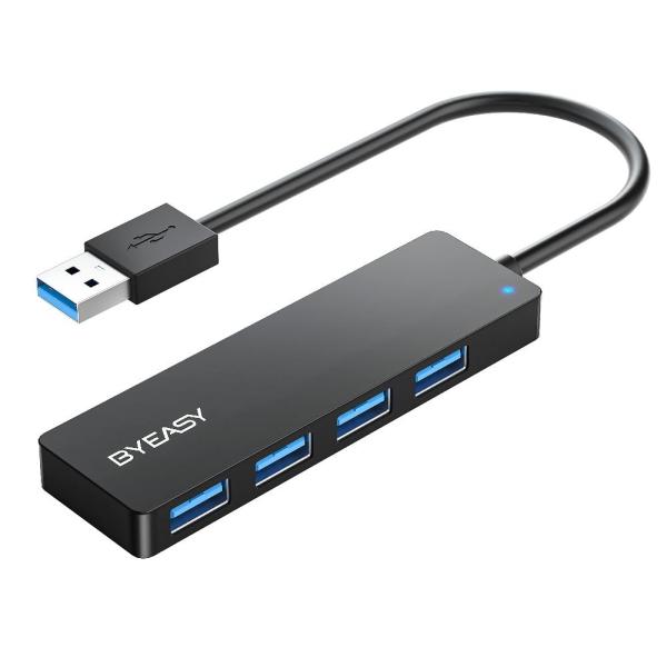 BYEASY USB ハブ, USB3.0 ウルトラスリム 4ポート ケーブル25CM設計 高速ハブ...
