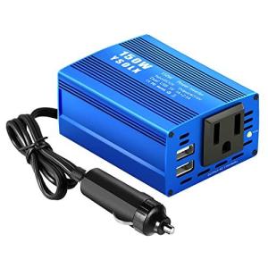 Buywhat 150WカーパワーインバーターDC 12Vから110V ACコンバーター、3.1AデュアルUSBカーチャージャーアダプター付きブルーの商品画像