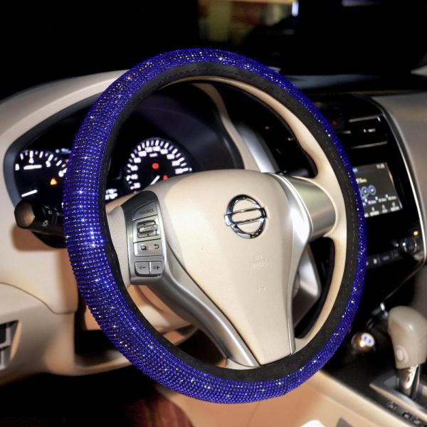Bling Steering Wheel Cover Blue for Men Car, 15 In...