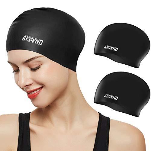 Aegend Swim Caps for Long Hair (2 Pack), Durable S...