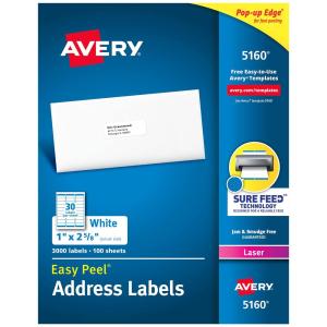 Easy Peel Laser Address Labels, 1 x 2ー5/8, White, 3000/Box (並行輸入品)の商品画像