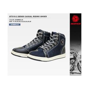 正規品／SCOYCO ライディングシューズ MT016-2 DENIM デニムカジュアルライディングシューズ（デニム/ブルー） サイズ：38/24.…｜st-ride