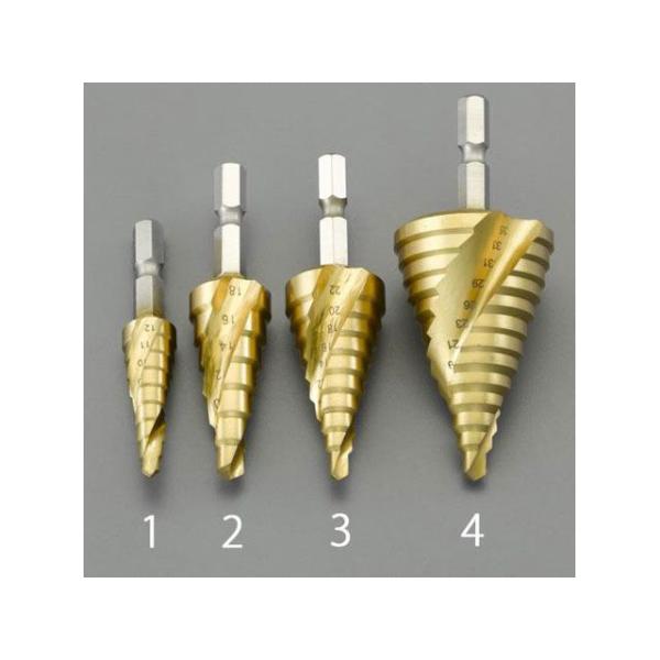 ESCO 電動工具 4-12mm ステップドリル（1/4”六角軸・HSS） エスコ