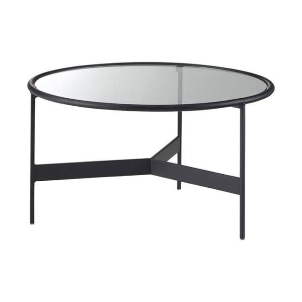 【メーカー直送】Azumaya テーブル HIT-241 ラウンドガラステーブルL（ブラック） 東谷