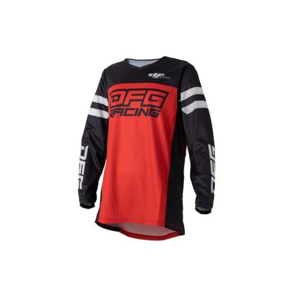 【特価品】DFG モトクロス用品 ソリッド ジャージ ユース（ブラック/レッド） サイズ YXXS（...