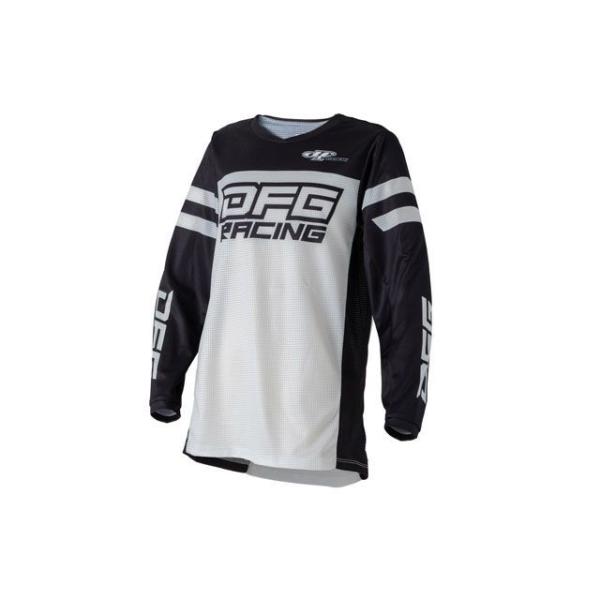 【特価品】DFG モトクロス用品 ソリッド ジャージ ユース（ブラック/ホワイト） サイズ YXS（...