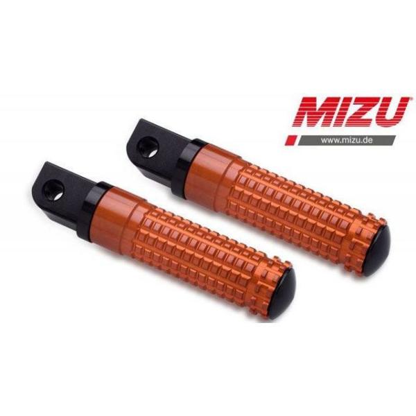 MIZU ステップ レーシング パッセンジャーフットペグ ABE認可品 ブラック/オレンジ ｜ 40...