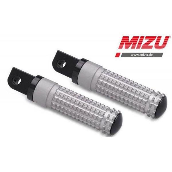 MIZU ステップ レーシング パッセンジャーフットペグ ABE認可品 ブラック/シルバー ｜ 40...