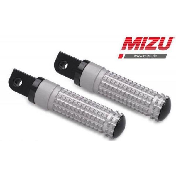 MIZU ステップ レーシング パッセンジャーフットペグ ABE認可品 ブラック/シルバー ｜ 40...