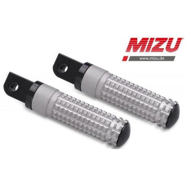 MIZU ステップ レーシング パッセンジャーフットペグ ABE認可品 ブラック/シルバー ｜ 40...