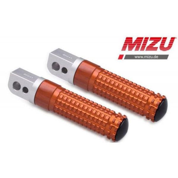 MIZU ステップ レーシング パッセンジャーフットペグ ABE認可品 シルバー/オレンジ ｜ 40...