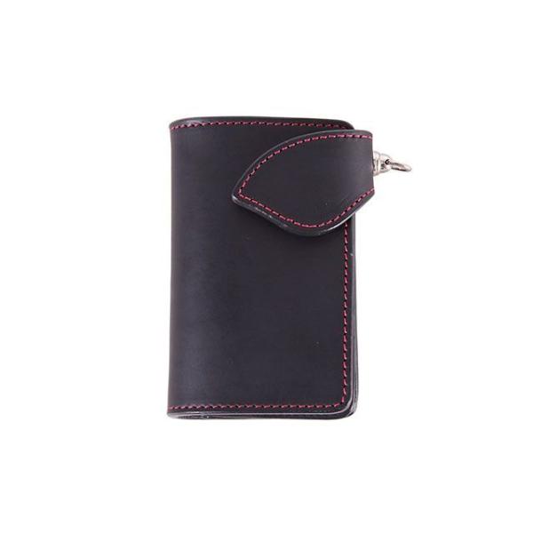 DEGNER 財布 W-95 ミドルウォレット（ブラック/レッド） デグナー