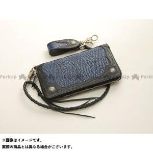 正規品／DEGNER 財布 【特価品】 W-56CR クロコダイルエンボスレザージップウォレット（ブルー） デグナー 日用品