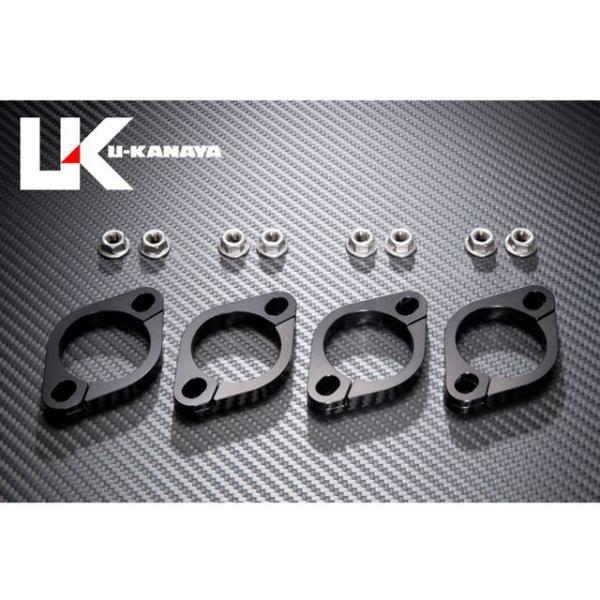 U-KANAYA その他マフラーパーツ 高精度アルミ削り出しビレットエキゾーストフランジ カラー ブ...