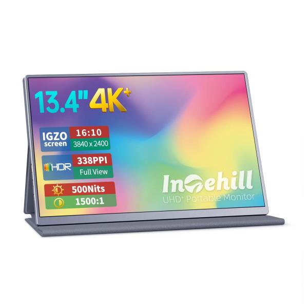 Intehill モバイルモニター 4k 13.4 インチ IGZOスクリーン 黄金比16:10、3...