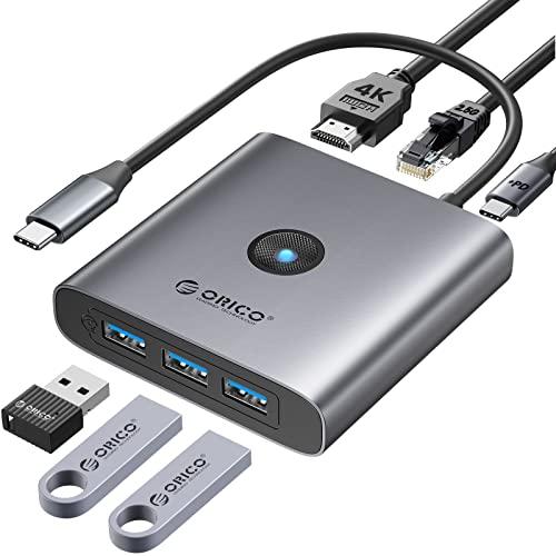 ORICO USB C ハブ 6-in-1 3*USB3.0ポート 4K@30HZ HDMI出力ポー...