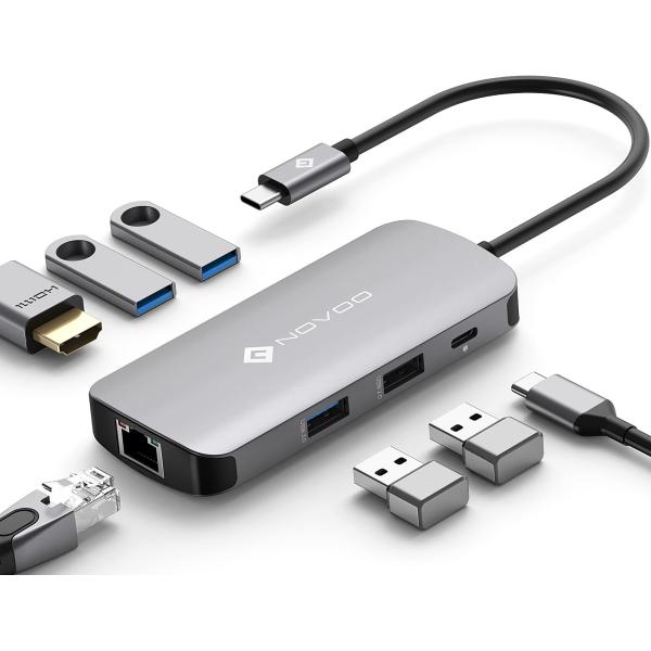 NOVOO 7-in-1 4K@60Hz HDMI USB C 3.0 ハブ Type-C アダプタ...